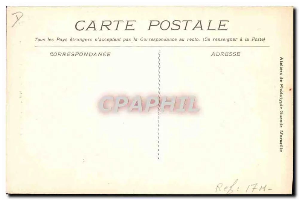 Draguignan - Rue de la Juiverie — Ateliers de Phototypie Guende, Marseille, n° 1214 - Rückseite