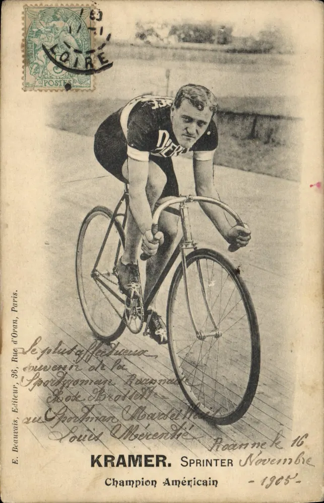 Kramer. Sprinter Americano — Campeão de Roanne — E. Beauvais, Editor, Paris - Frente