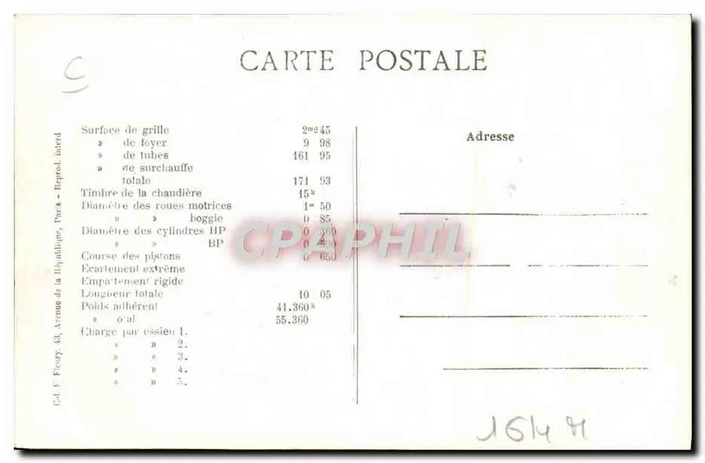 लोकोमोटिव B.3.279 — P.L.M. — एडिटर: एफ. फियरी, पेरिस - पीछे