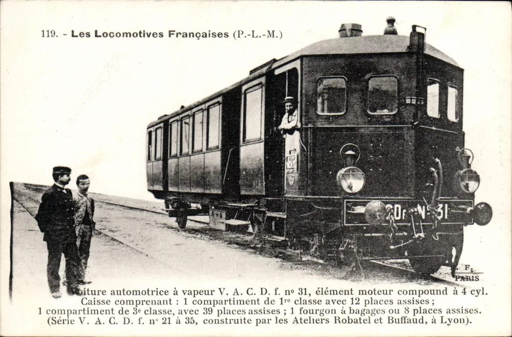 Dampflokomotive V.A.C.D.f. Nr. 31 — Ateliers Robatel et Buffaud, Lyon — Serie V.A.C.D.f. Nr. 21 bis 35 - Vorderseite
