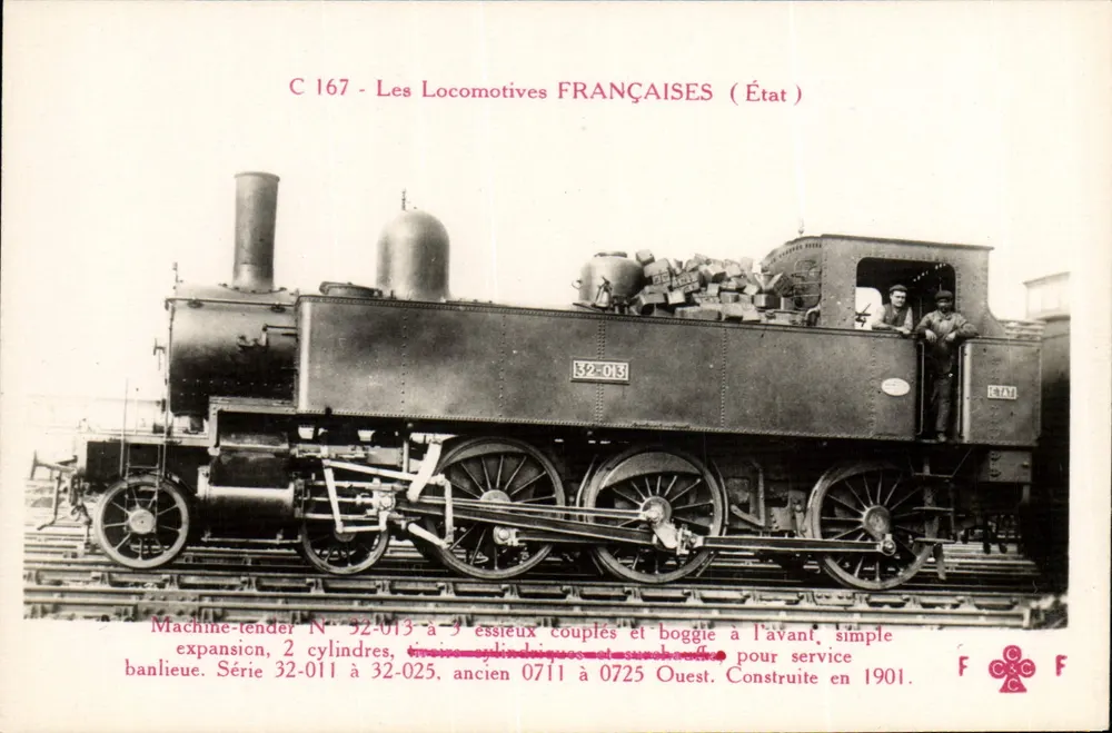 Machine-tender N° 32-013 — De Franse locomotieven (Staat) — F. Fleury, Parijs - Voorkant