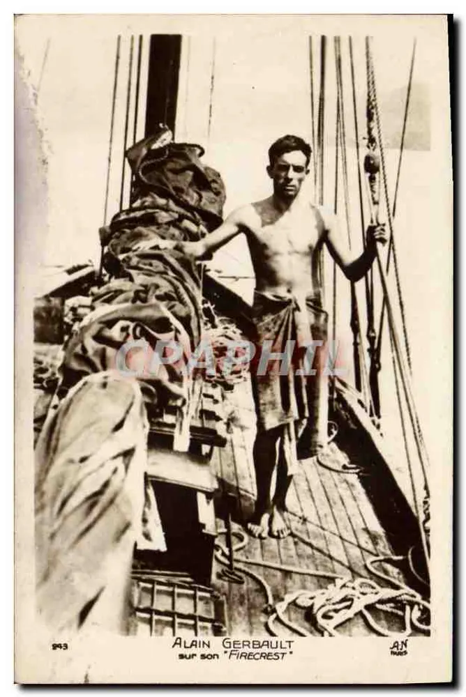 Alain Gerbaulet sobre seu "Firecrest" — fotografia de marinheiro em um veleiro — editor AN NUES, n° 243 - Frente