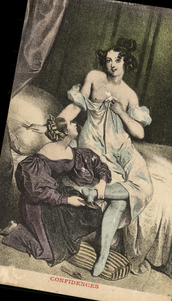 Vertraulichkeiten — Salon-Szene — Verlag L. Le Baley, Paris - Vorderseite