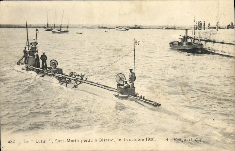 Der "Lutin", U-Boot verloren in Bizerte, 16. Oktober 1906 — A. Boltgault, n° 482 - Vorderseite