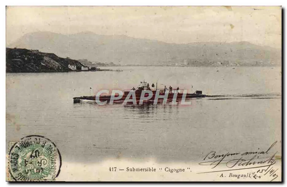 Tauchboot "Cigogne" — 417 — Verlag A. Bougault - Vorderseite