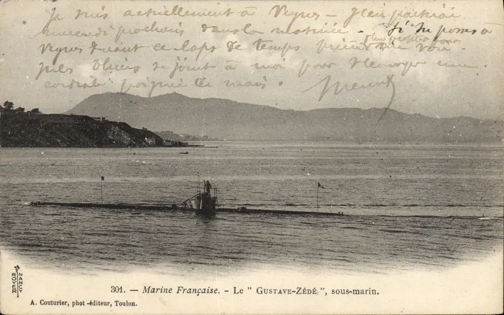 Der "Gustave-Zédé", U-Boot — Marine Française — A. Couturier, Fotoverlag, Toulon, n°301 - Vorderseite