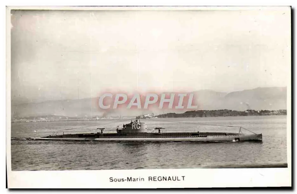 Submarino REGNAULT — submarino na superfície — sem editor ou número de série visíveis - Frente
