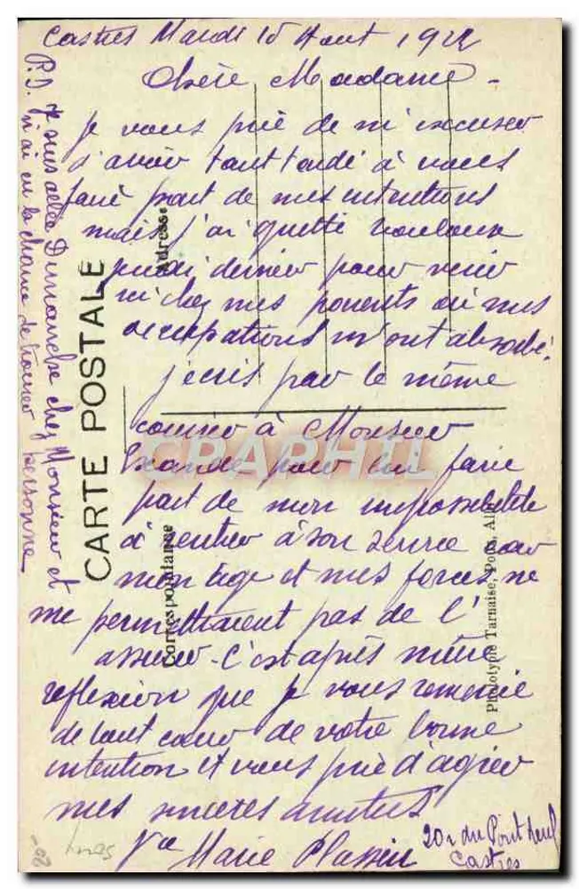 Castrès (Tarn) — Das Theater — Ansicht des Gartens des Exéché — Edit. P. Terrières, Castres - Rückseite