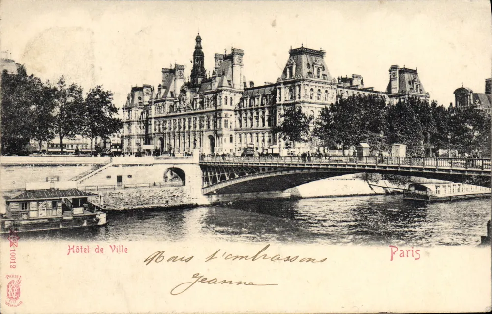 Hôtel de Ville — uitzicht op de Seine en de brug — Parijs - Voorkant