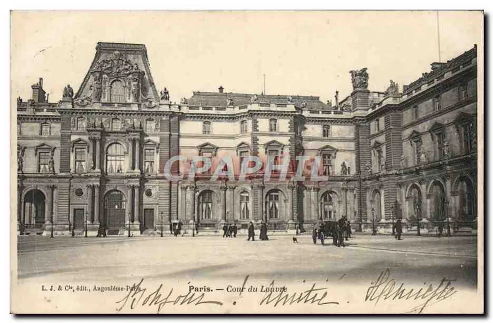Paris — Cour do Louvre — L. J. & Cie, édit., Angoulême - Frente