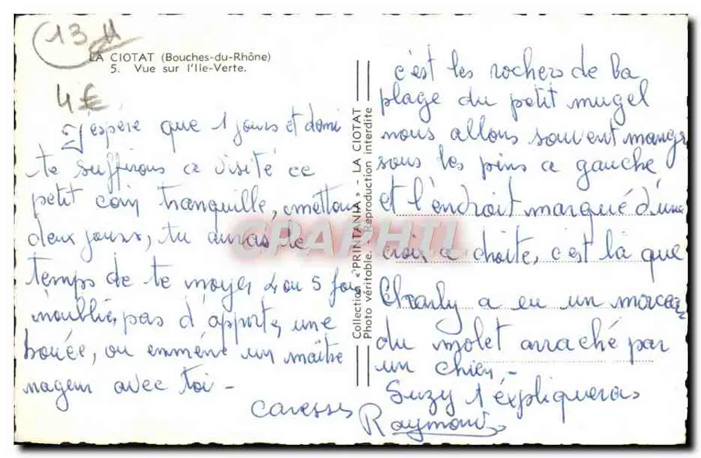 La Ciotat — Vista sobre a Ilha Verde — Editor impreciso, número de série 5 - Verso