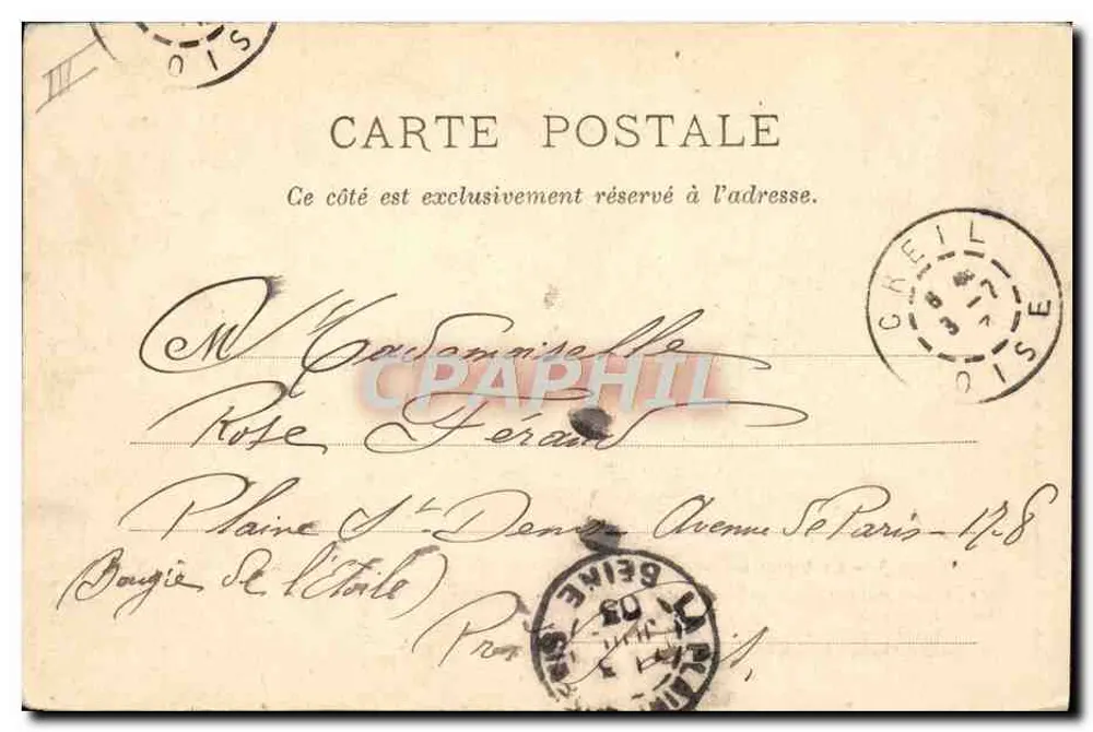 A mulher caridosa — Tema da carta — Imp. Fot. J. Royer, Nancy, n°3 - Verso