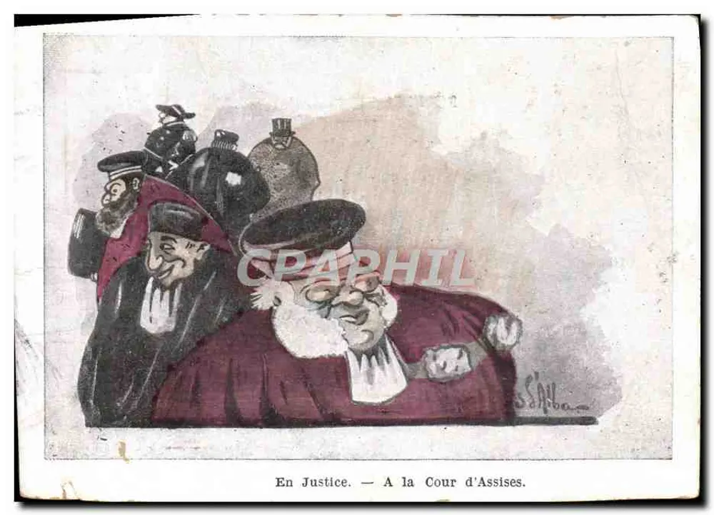 En Justice — À la Cour d'Assises — dessin de S. P. Alba - Frente