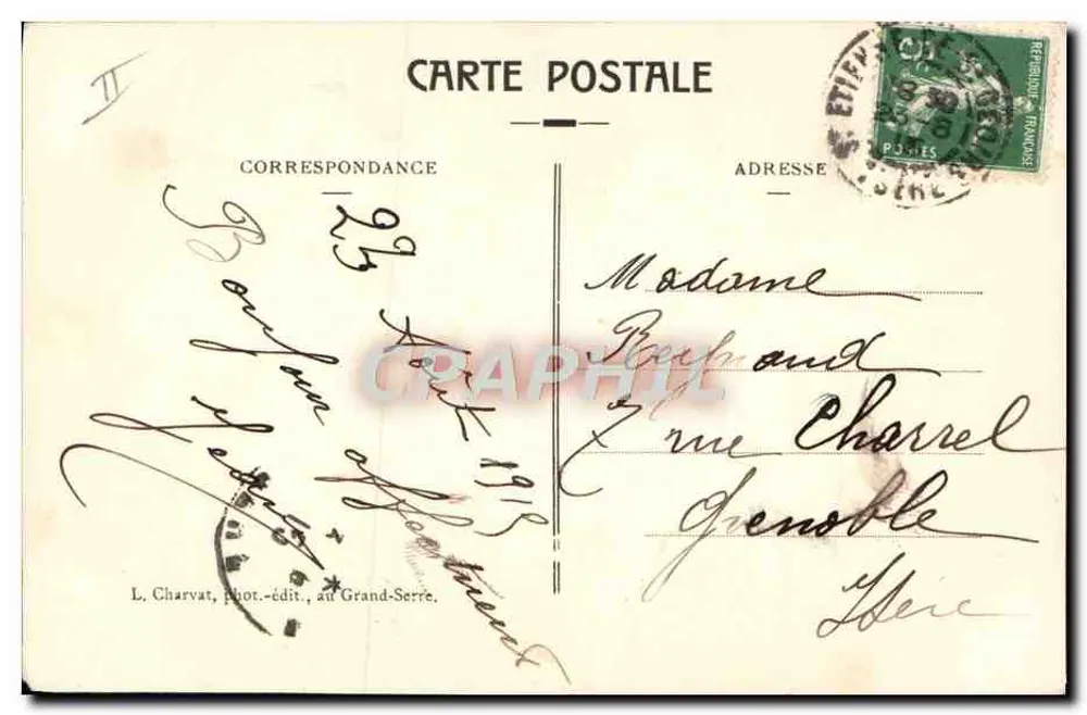 Saint-Étienne-de-Saint-Geoire (Isère) — MANDRIN au Combat de Baune — L. Charvat, phot.-édit., au Grand-Serre - Rückseite