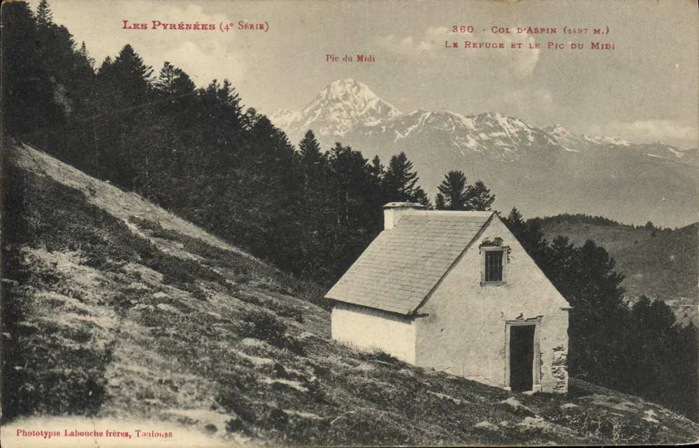 Col d'Aspin (1497 m.) und der Pic du Midi — Die Pyrenäen (4. Serie) — Phototypie Labouche frères, Toulouse - Vorderseite