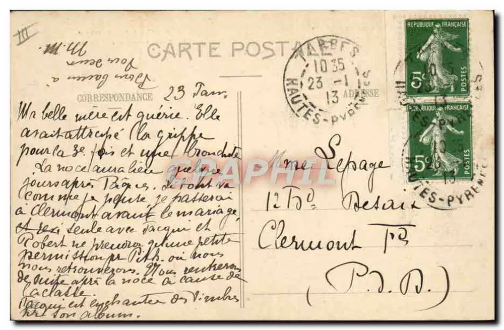 Col d'Aspin (1497 m.) und der Pic du Midi — Die Pyrenäen (4. Serie) — Phototypie Labouche frères, Toulouse - Rückseite