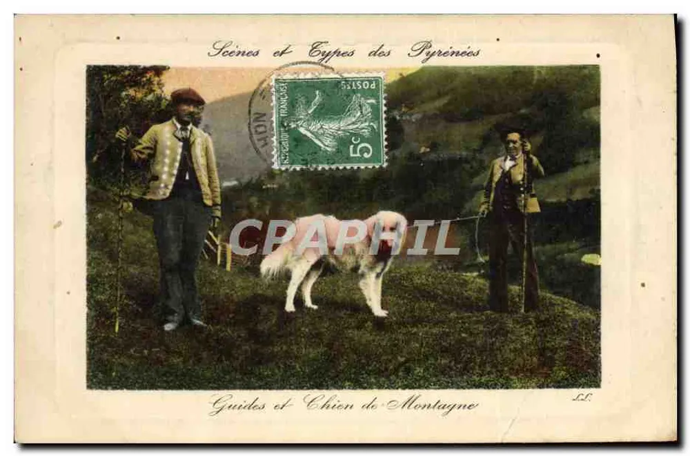 Führer und Bergschäferhund — Szenen und Typen der Pyrenäen — Verlag L.L. - Vorderseite
