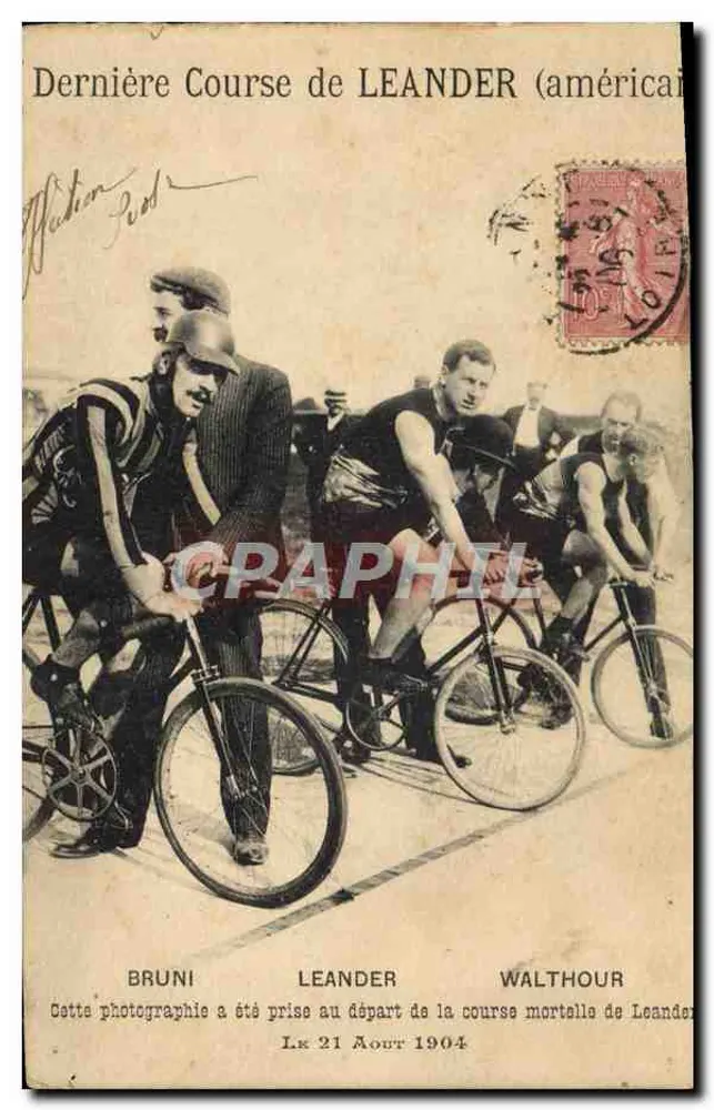 Letzte Runde von LEANDER (amerikanisch) — BRUNI, LEANDER, WALTHOUR — datiert 21. August 1904 - Vorderseite