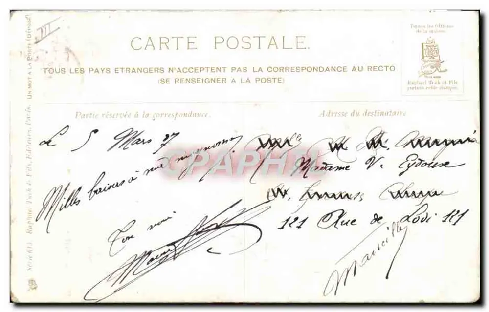 Ein fröhlicher Umzug — Nach dem Schwarz-Weiß — Raphael Toul & Fils, Paris, Serie 603 - Rückseite