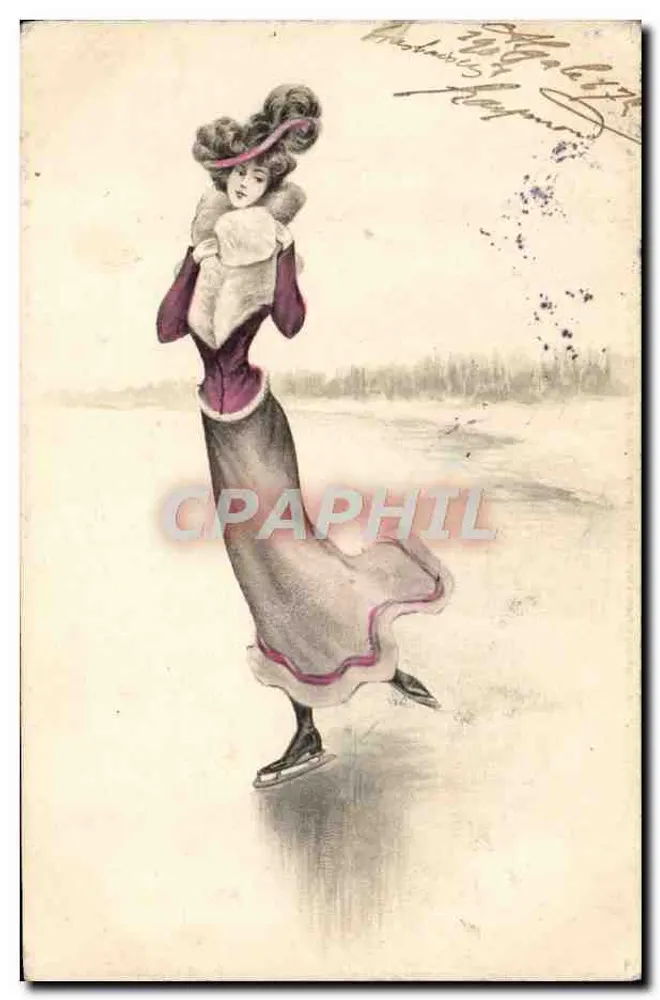 Frau, die Schlittschuh läuft — Illustration — Unbekannter Verlag - Vorderseite