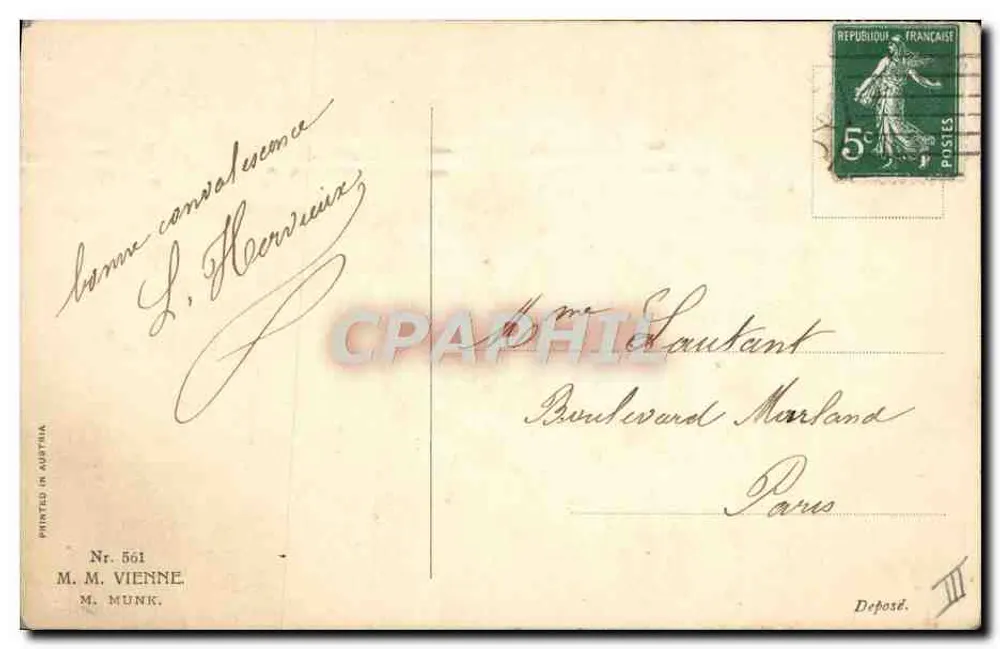 Zwei Schlittschuhläufer auf Eis — 1. Januar 1911 — M. M. Vienne, M. Munk, n° 551 - Rückseite