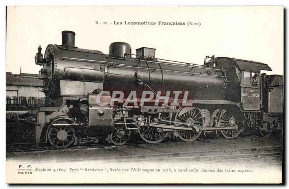 Máquina 3.1609 - Tipo "Armistice" — As Locomotivas Francesas (Nord) — F. F. PARIS - Frente
