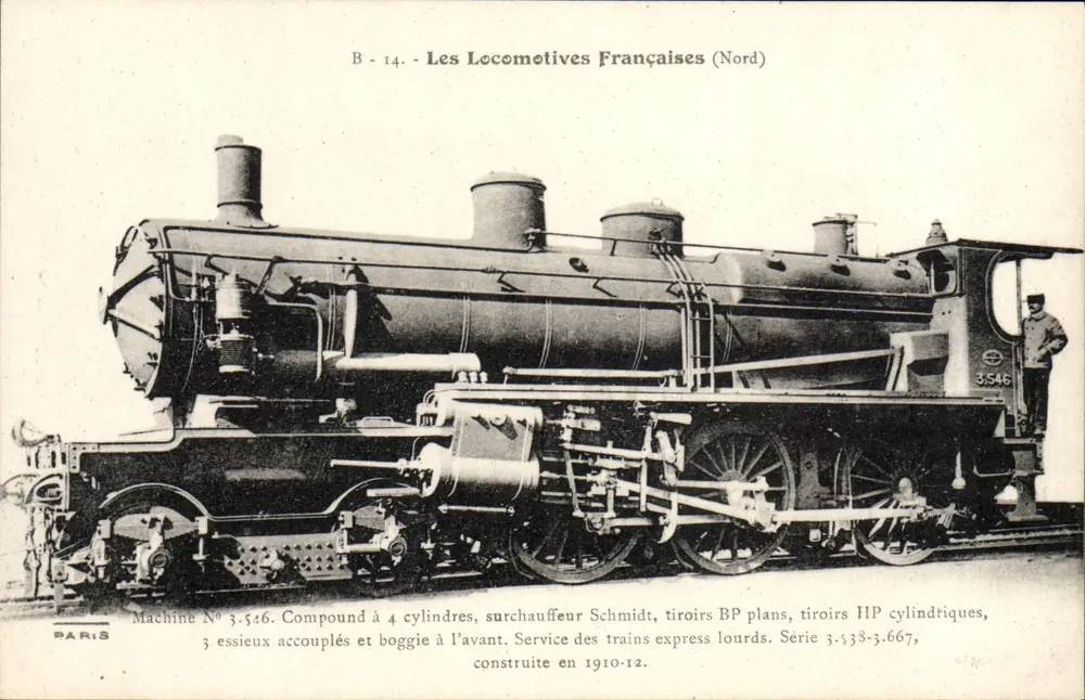 Locomotora francesa n° 3.546 — Serie 3.538-3.667 — Editor F. Floury, París - Anverso