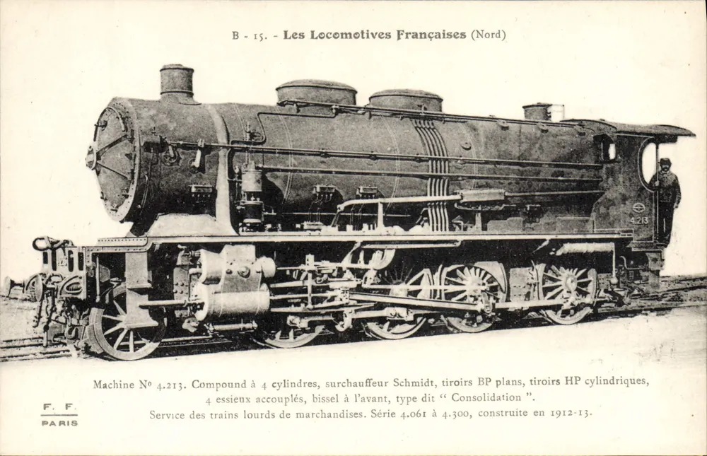 Locomotiva francesa — Máquina N° 4.213, tipo Consolidation — F. F. Paris - Frente