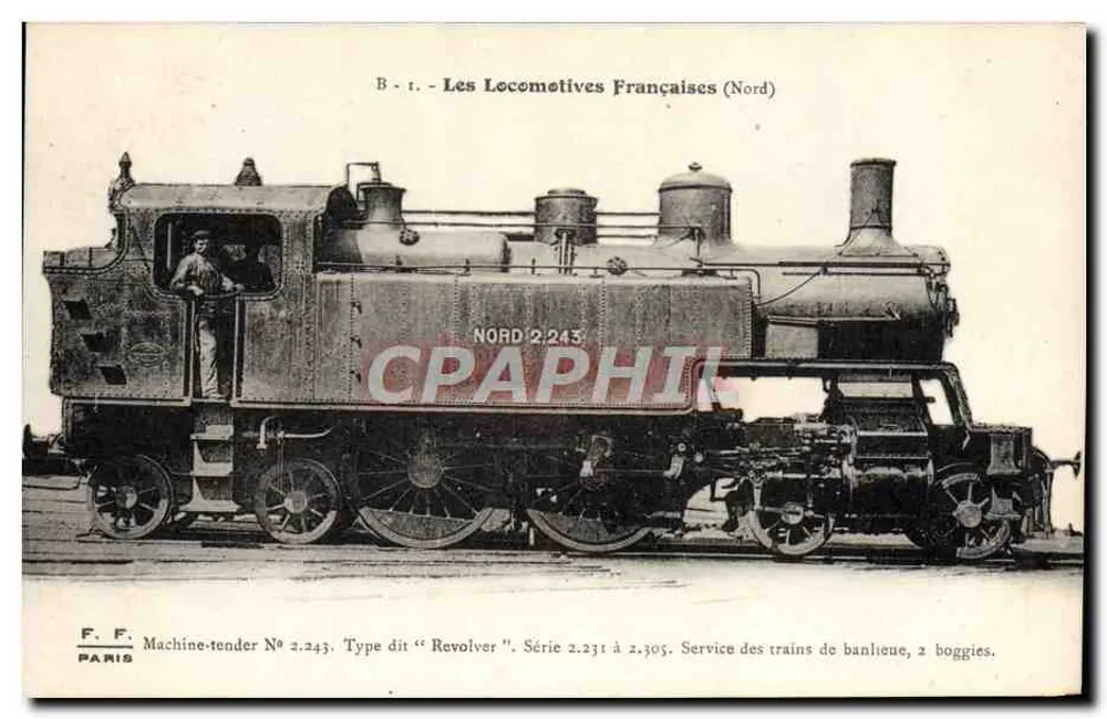 Dampflokomotive vom Typ 'Revolver' — Maschinenwagen-Nummer 2.243 — Verleger F. F. Paris, Serie B-1 - Vorderseite