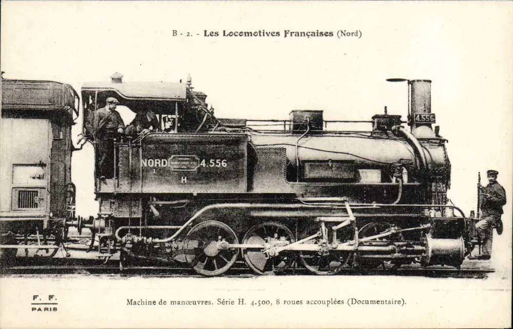 Dampflokomotive Nord 4.556 — Schiebemaschine, Serie H.4.500, 8 gekuppelte Räder — F. F. Paris - Vorderseite