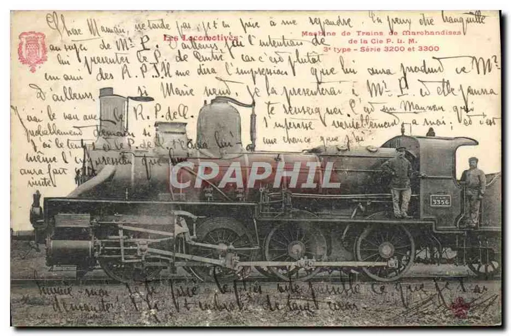 Locomotiva da Cie P.L.M. — Série 3200 e 3300 — editor não identificado - Frente