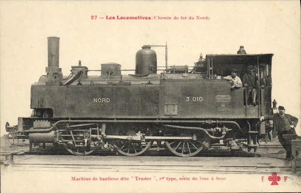 Dampflokomotive Tender — Nordbahn — Serie 3.010 — Verlag F. Fleury - Vorderseite