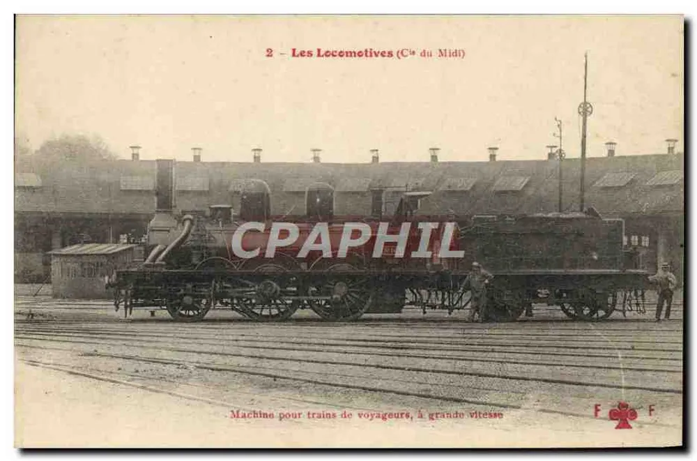 Züge (C° du Midi) — Reisezuglokomotive, Hochgeschwindigkeit — Verleger F. Fleury, Nr. 2 - Vorderseite