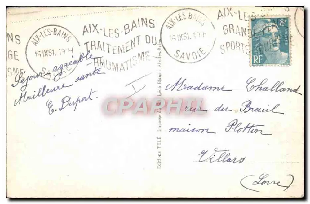 Segelboote auf dem See Bourget — Verlag TélÉ, Nr. 155 - Rückseite