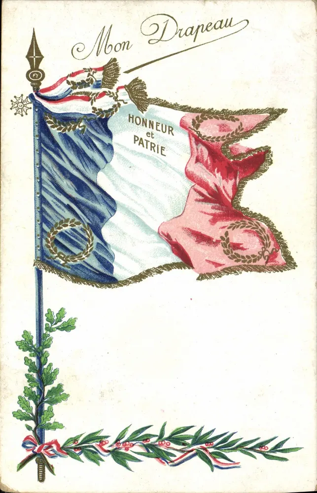 Bandeira francesa — HONNEUR e PATRIE — E. Manif (Depositado) Paris - Frente