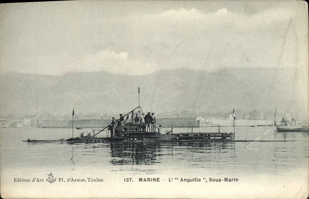 O "Anguila", Submarino — Marinha — Edição de Arte Pl. d'Armes, Toulon, n°137 - Frente