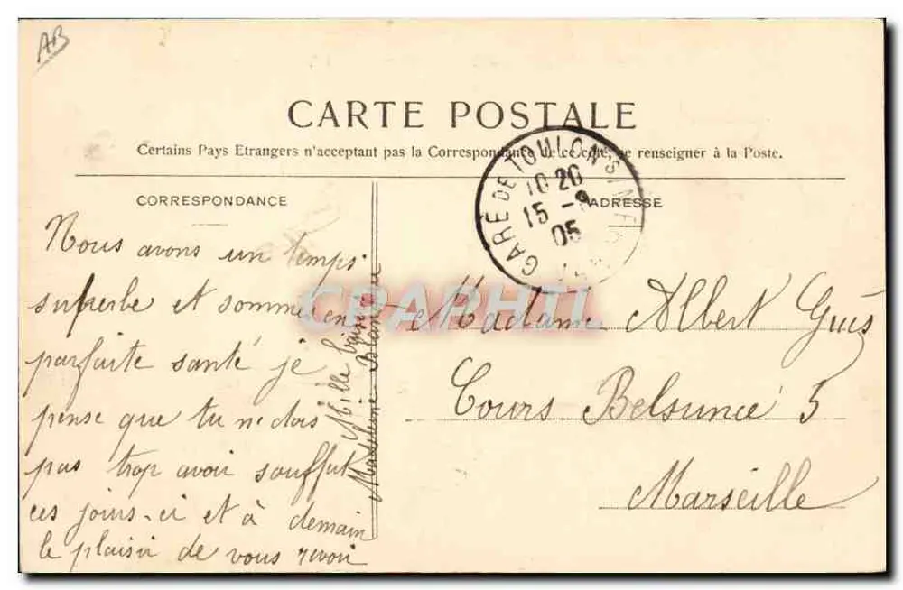 U-Boot "Gymnote" — Marine Militaire Française — Sammlung A. Couturier, n° 357 - Rückseite