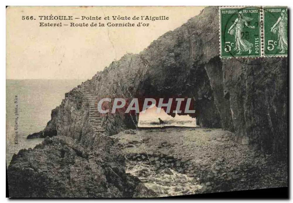 Théoule — Spitze und Youte der Aiguille — Route der Goldenen Promenade — Verlag: Rhina Uliette, Nice - Vorderseite