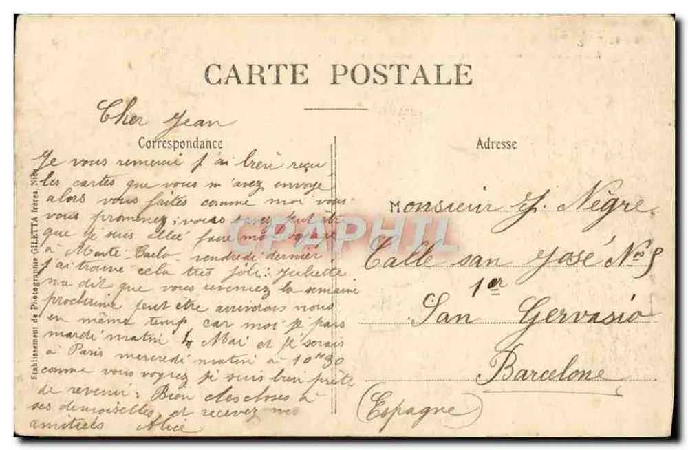 Théoule — Spitze und Youte der Aiguille — Route der Goldenen Promenade — Verlag: Rhina Uliette, Nice - Rückseite
