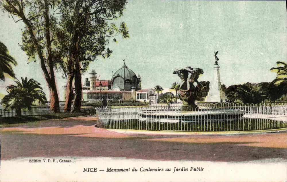 NICE — Monument do Centenário no Jardim Público — Edição V.D.F., Cannes - Frente