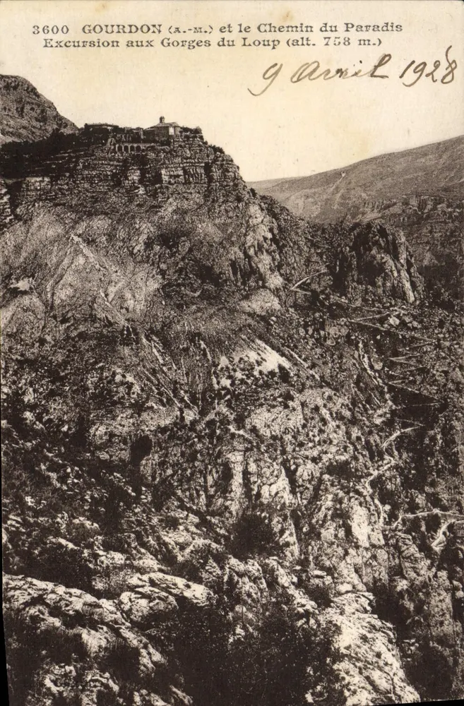 Gourdon (x.-m.) und der Chemin du Paradis — Ausflug zu den Gorges du Loup (Höhe 758 m) — J. Gilletta, Nice - Vorderseite
