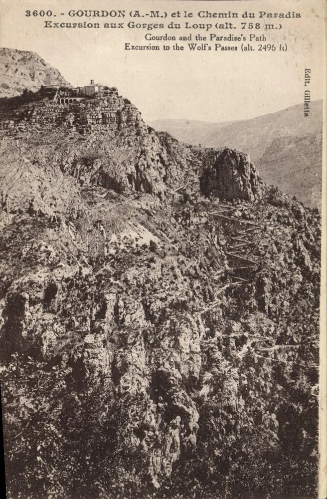 Gourdon (A.-M.) und der Weg zum Paradies — Ausflug zu den Gorges du Loup (Höhe 758 m.) — Verlag Gilletta - Vorderseite