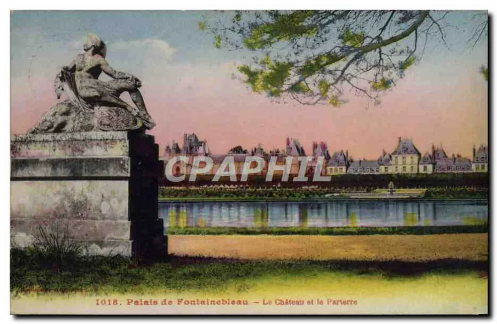 Schloss Fontainebleau — Das Schloss und der Parterre — Imp. Photomécanique L. MENA - Vorderseite