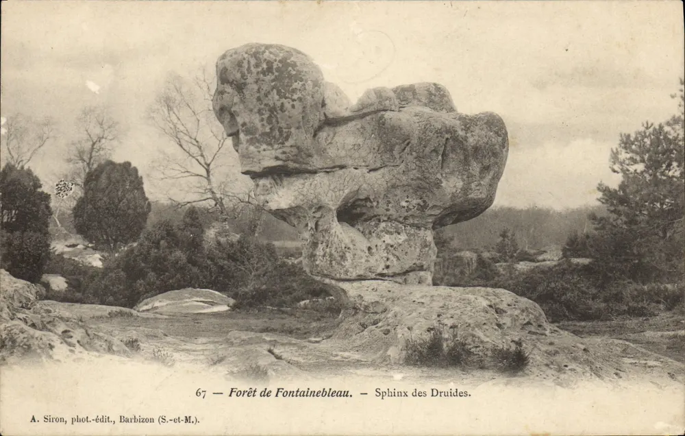 Sphinx dos Druidas — Floresta de Fontainebleau — A. Siron, fot.-édit., Barbizon (S.-et-M.) - Frente