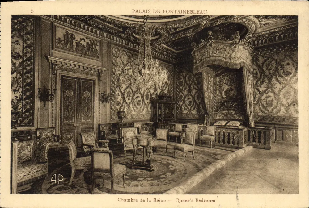 Schloss Fontainebleau — Königinnen-Zimmer — Verlag E. Papéghin, Paris - Vorderseite
