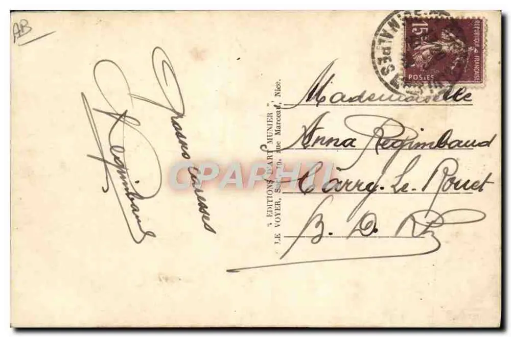 Mulher em pijama — Côte d'Azur — Éditions Dart Munier, Nice - Verso