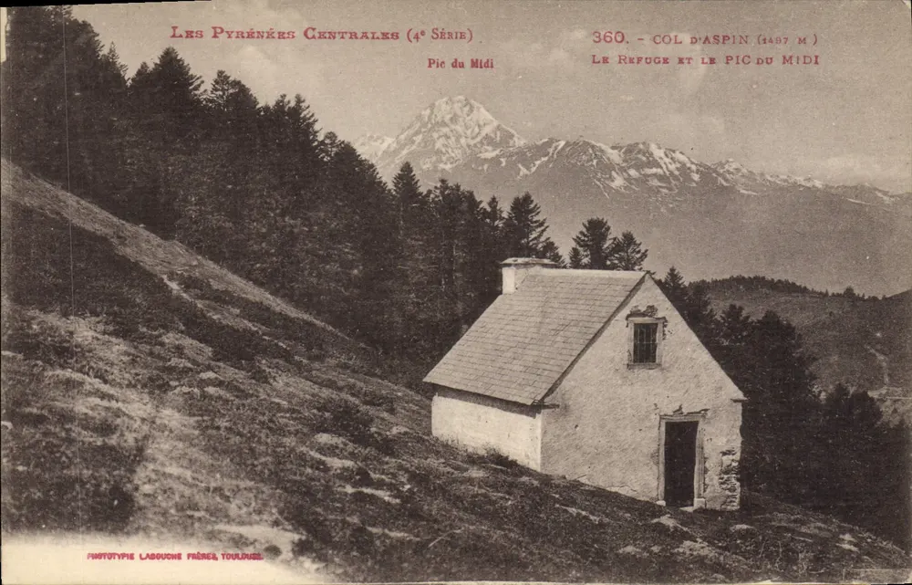 Col d'Aspin (1487 m) und Pic du Midi — Zentrale Pyrenäen (4. Serie) — Phototype Lassouche Frères, Toulouse - Vorderseite