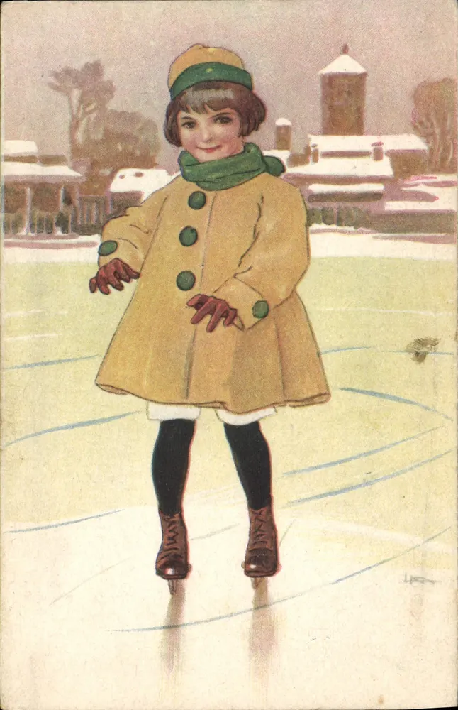 Mädchen auf Schlittschuhen — Winter — Stampa Art. Off. Genova, Nr. 1966 - Vorderseite