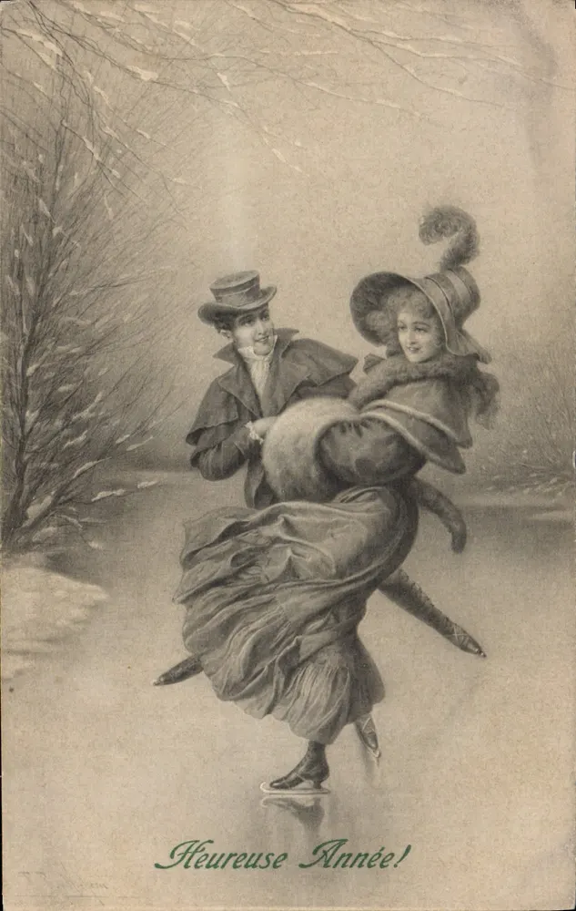 Eislaufende Paar — Frohe Neujahr! — M. M. VIENNE, N° 561 - Vorderseite