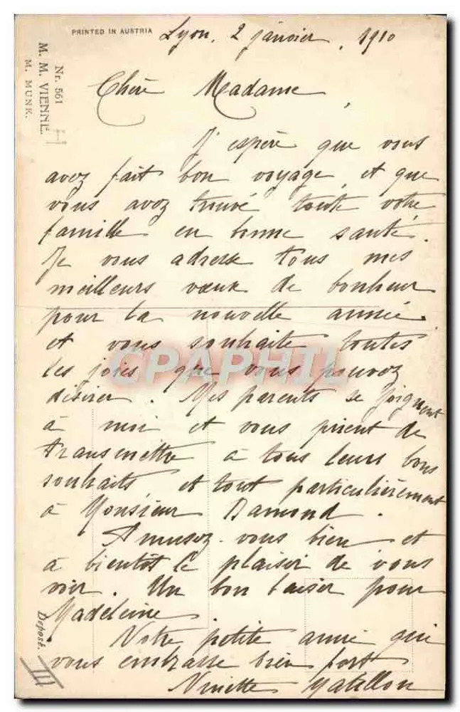 Eislaufende Paar — Frohe Neujahr! — M. M. VIENNE, N° 561 - Rückseite